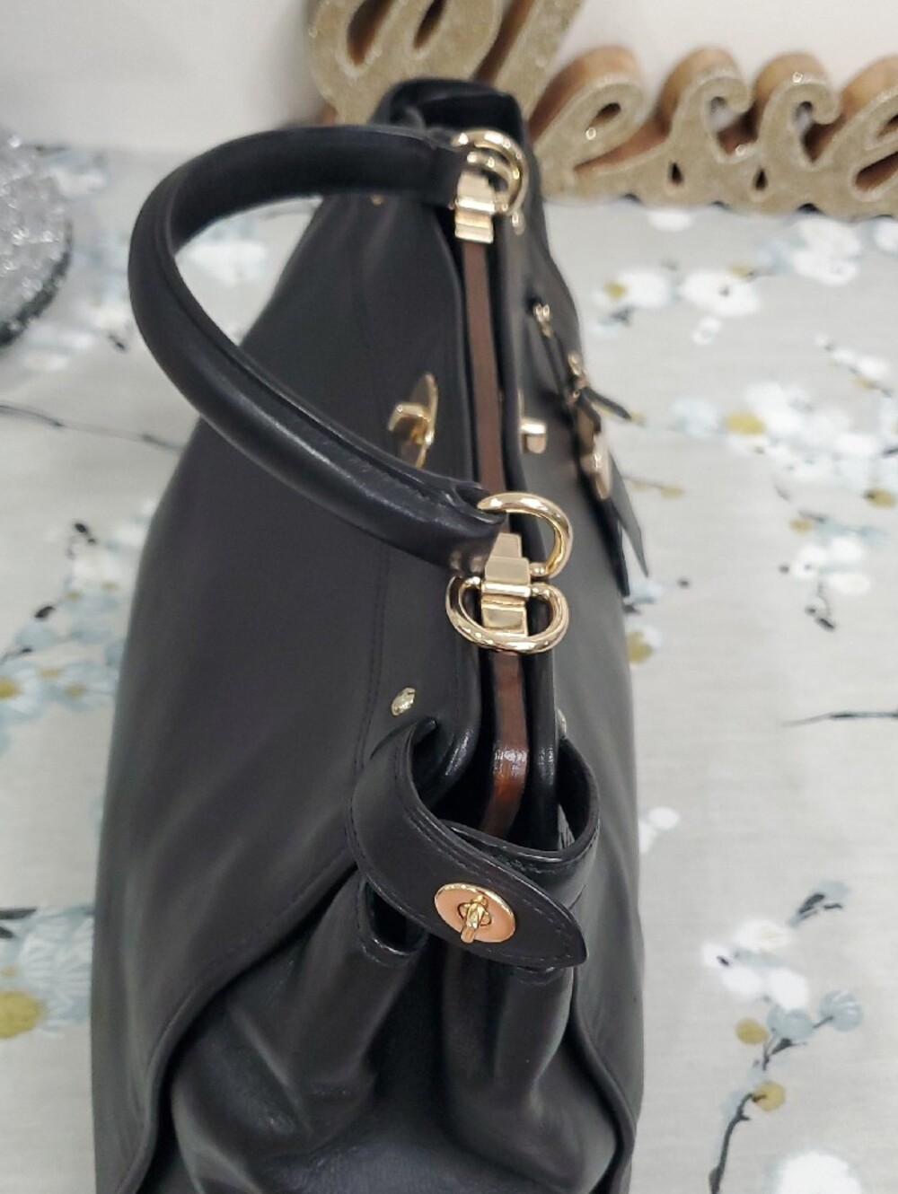 COACH Gramercy Black Leather Satchel Bag - Picture 11 of 17